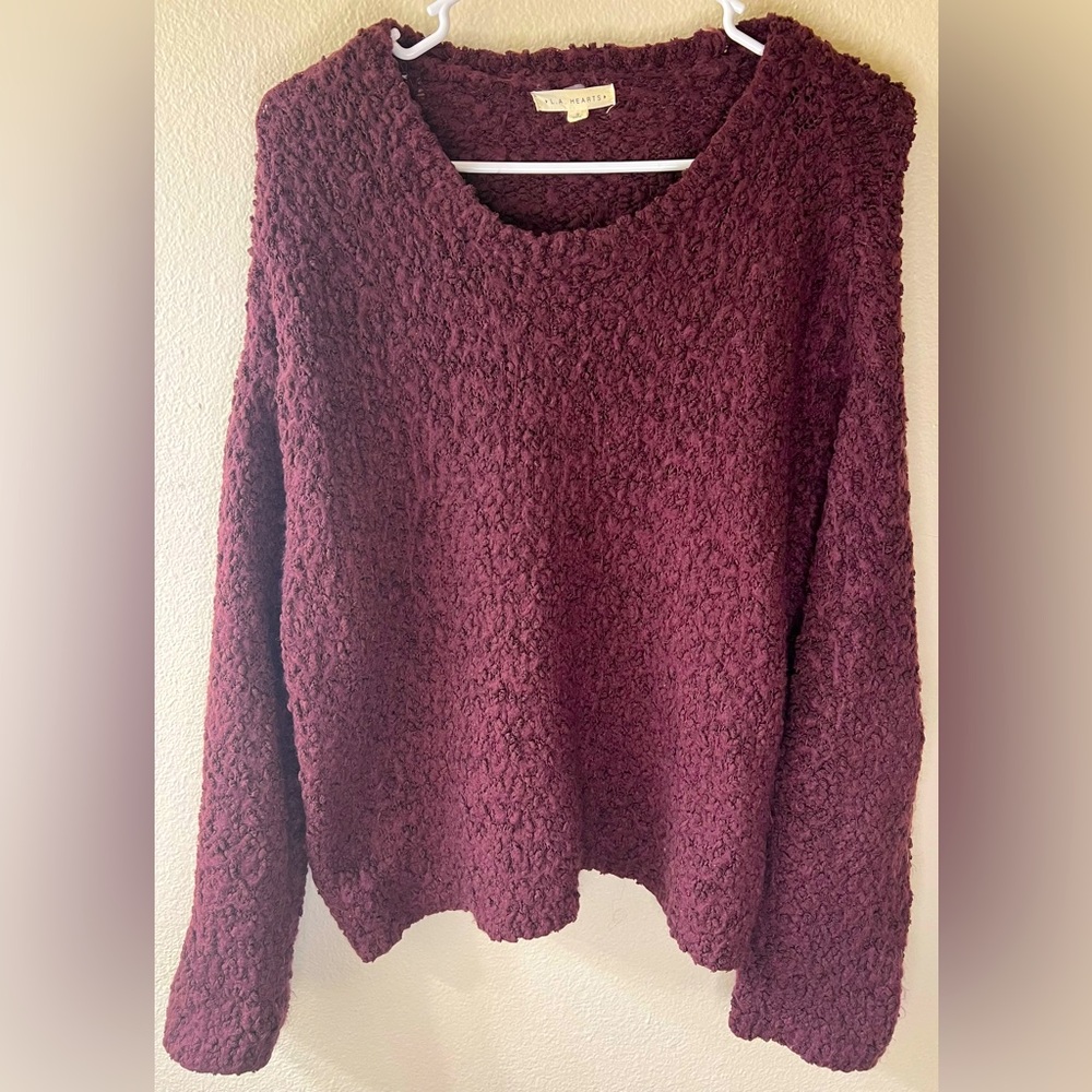 L.A. HEARTS Small Burgandy Popcorn Knit Sweater